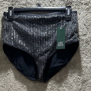 Wild Fable High-Waist Sequin Briefs in Black and Silver